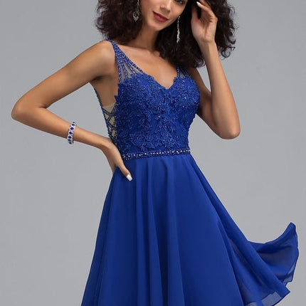 Robe Courte Bleu Roi Avec Dentelle
